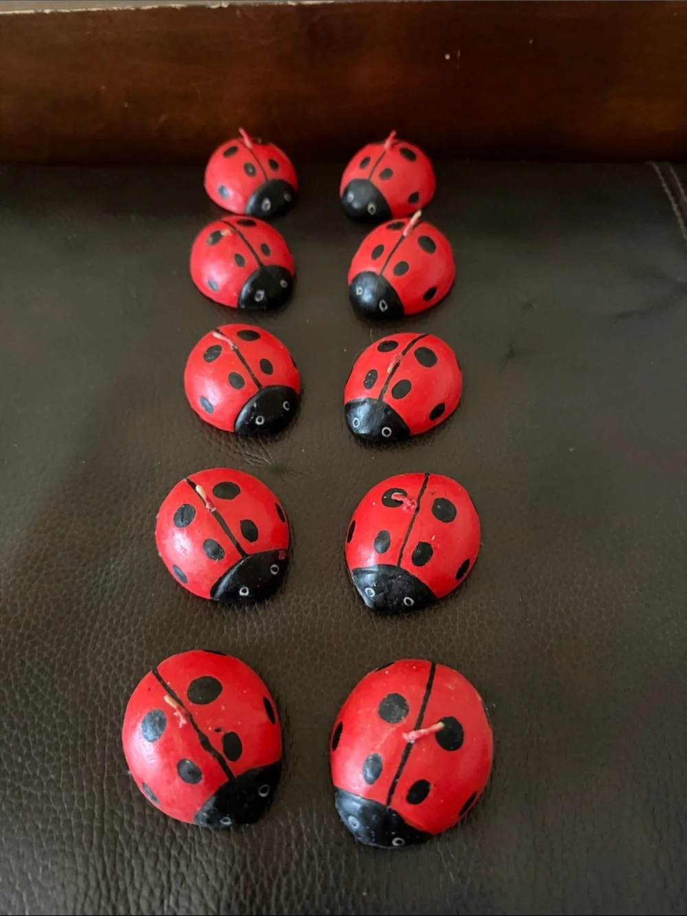 Ladybug Decorative Floating Candles in Red & Black Center Wicks - Set of 10